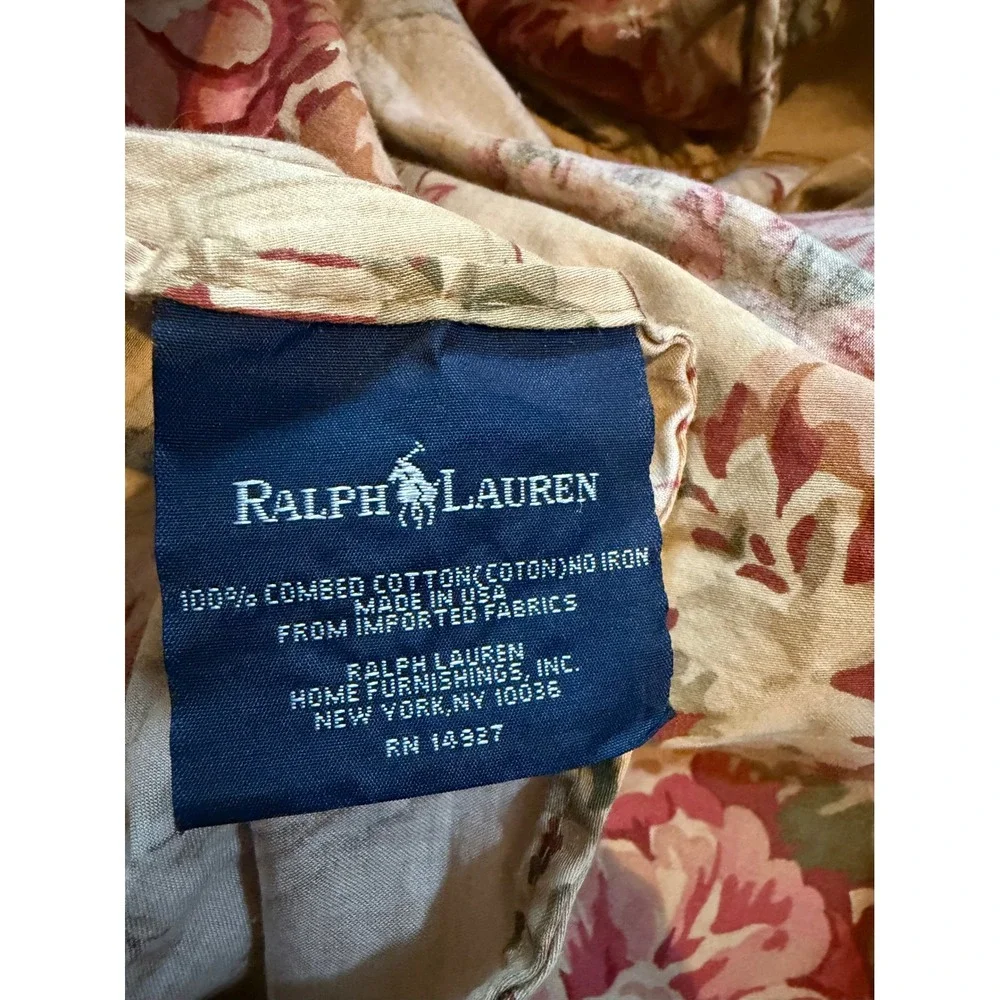 Vintage Ralph Lauren guinevere Floral Duvet Cover Full Queen Pink Rose cottage